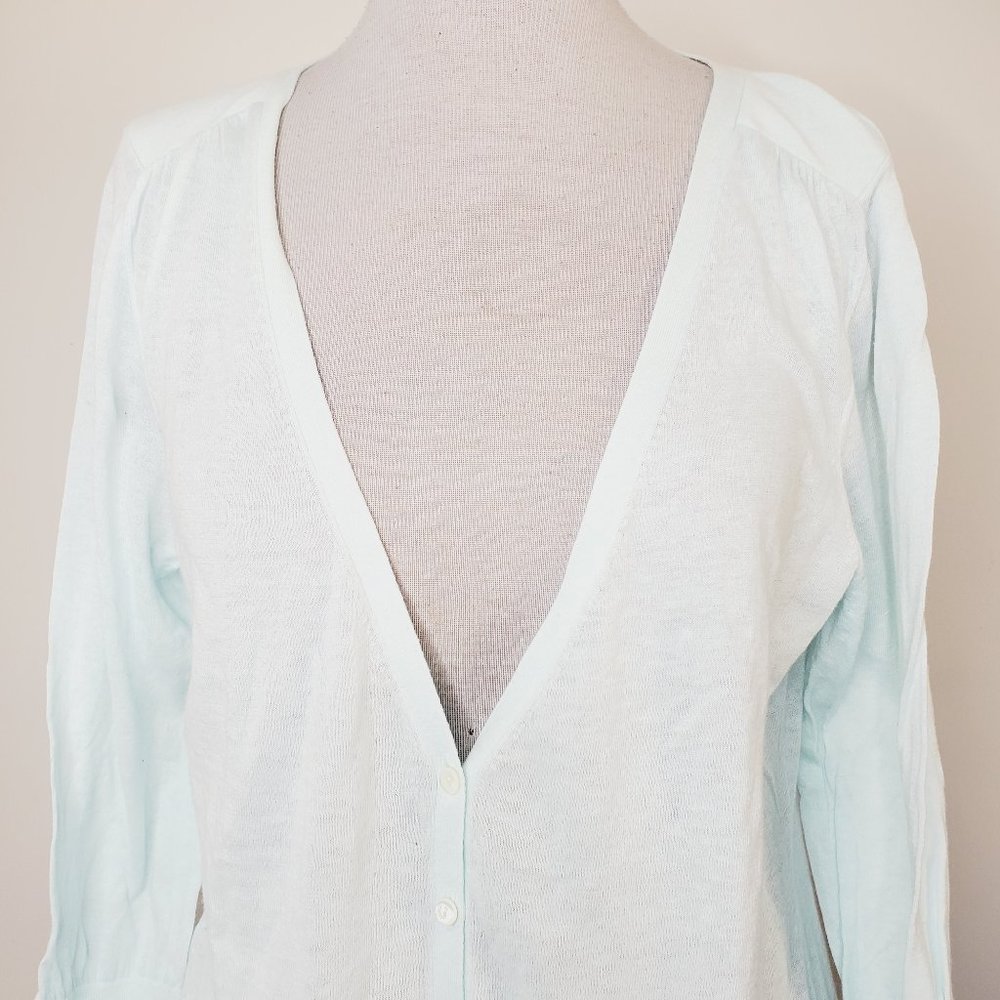 BANANA REPUBLIC Cotton/Linen Light Blue Cardigan - Picture 4 of 9